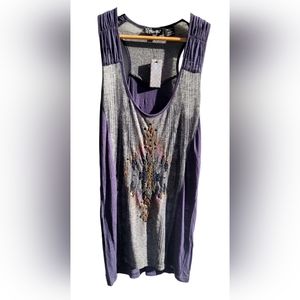 Miss Me Razorback Tank Top, Blue/Grey, Size Large